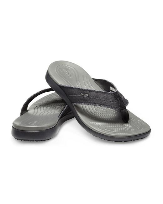 Crocs™ Santa Cruz Canvas Flip M in Black Black Slate Grey for Men Black Save 3% Mens Shoes Slip-on shoes Slippers 