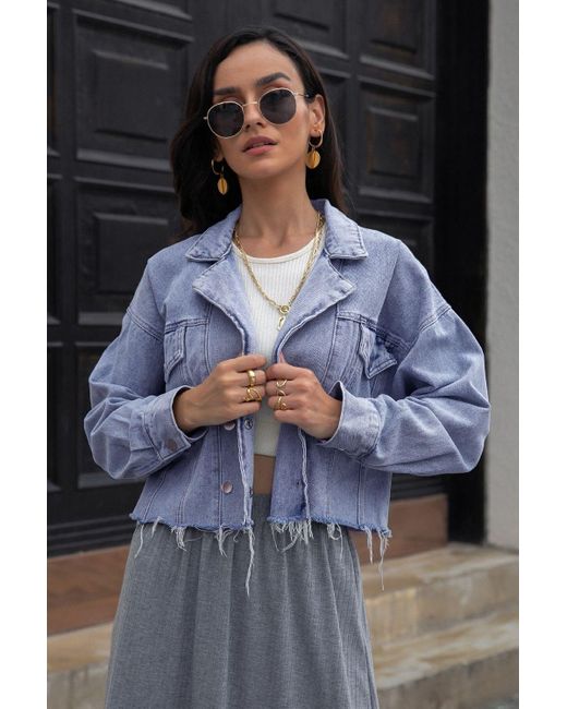 Double-breasted Cropped Denim Jacket 
