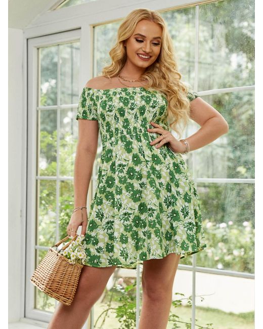 Floral Smocked Off-shoulder Mini Dress 