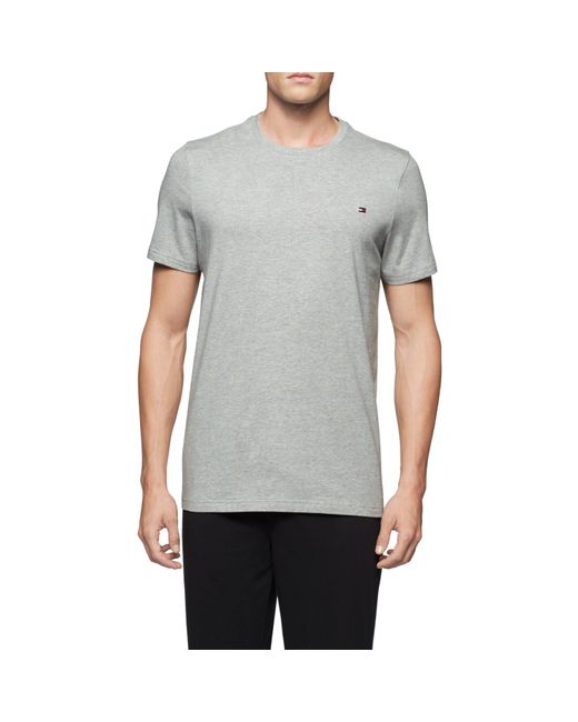 Tommy Hilfiger Core Flag Crew Neck T-shirt in Gray for Men | Lyst