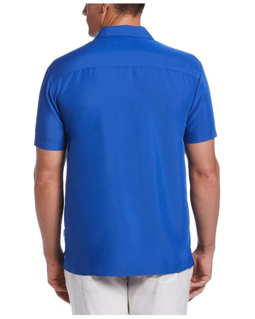 Cubavera Camp Collar Retro Panel Shirt in Blue for Men | Lyst