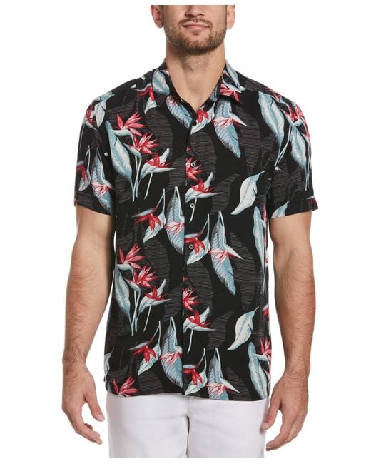 Cubavera Synthetic Floral Print Textured Tropical Shirt in Black for ...