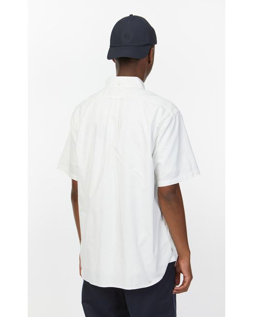 Nanamica White Button Down Wind H/s Shirt for men
