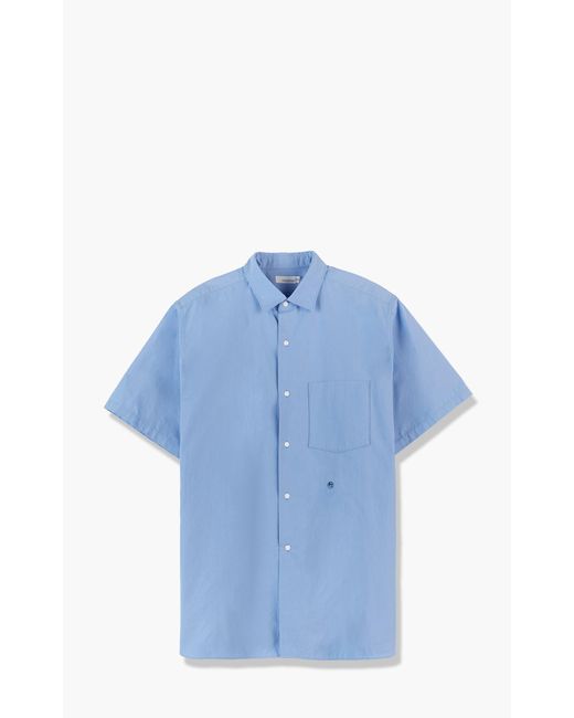 Nanamica Blue Regular Collar Wind H/s Shirt Sax for men