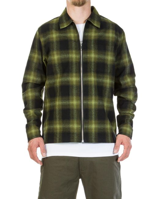 Stussy Cotton Zip Up Shadow Plaid Ls Shirt in Green for Men | Lyst