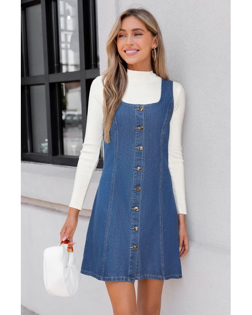 CUPSHE Applause Denim Minijurk in het Blue