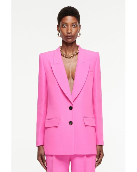 Roland Mouret Silk Wool Blazer in Pink | Lyst