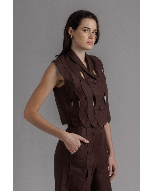 SHANTALL Brown Irregular Assembles Crop Top