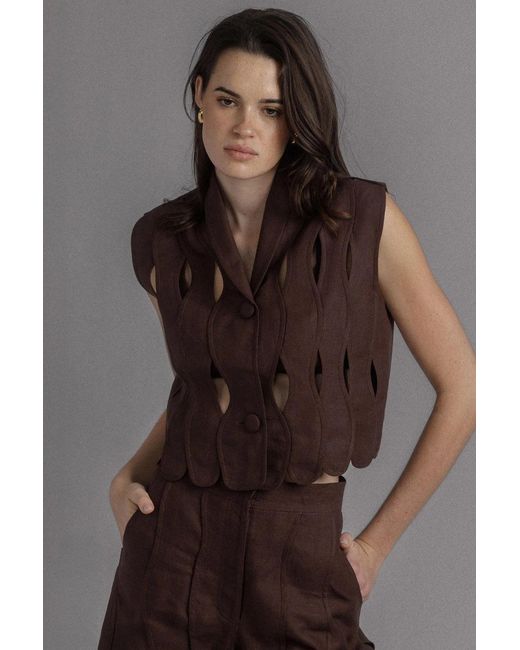 SHANTALL Brown Irregular Assembles Crop Top