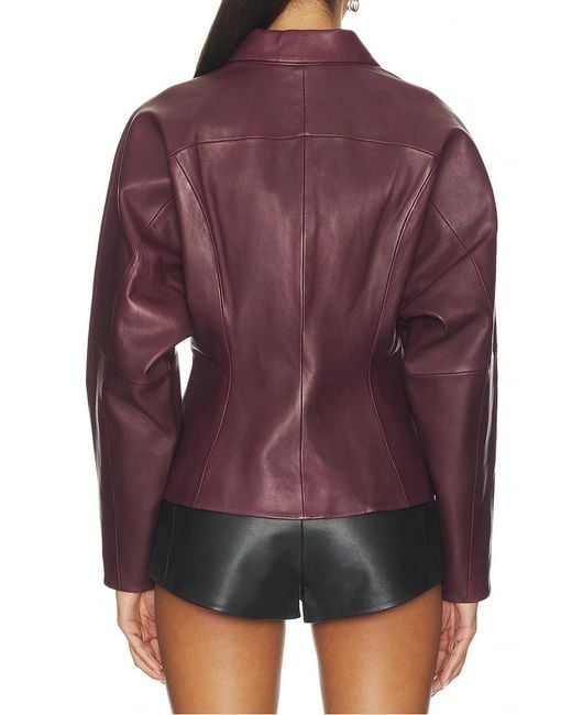 The Sei Purple Fitted Leather Jacket
