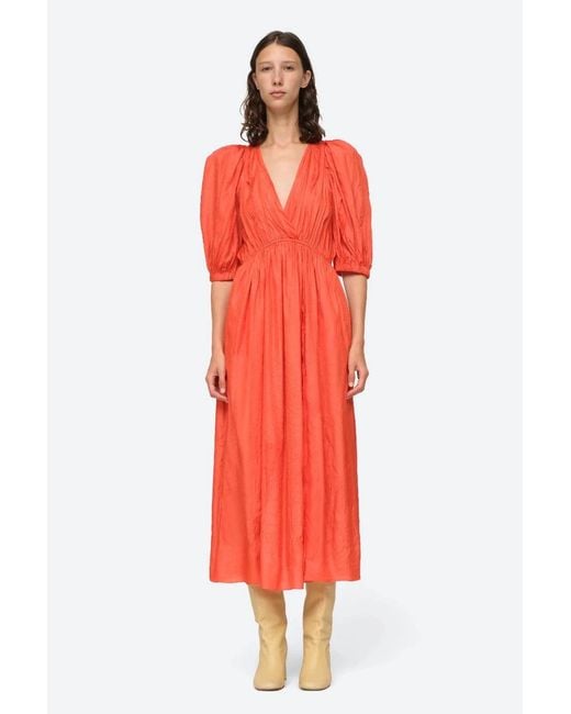 Sea Red Roberta Solid Ls Dress (Final Sale)