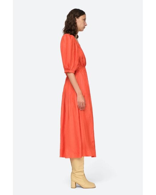 Sea Red Roberta Solid Ls Dress (Final Sale)