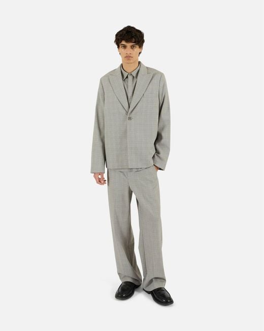 KROST Gray Wool Plaid Single-Button Blazer