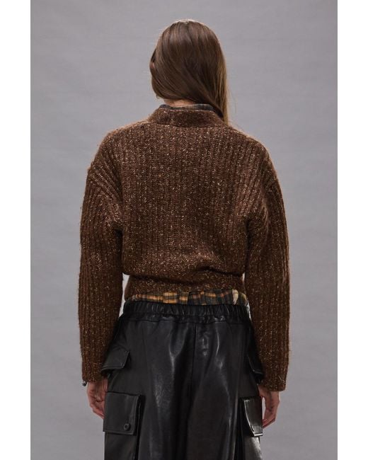 R13 Brown Split Hem Ribbed Cardigan