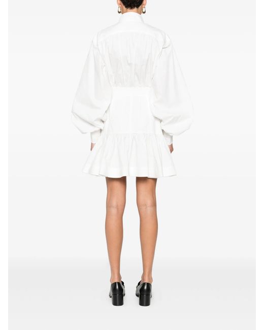 Zimmermann White Belted Button-Front Mini Dress
