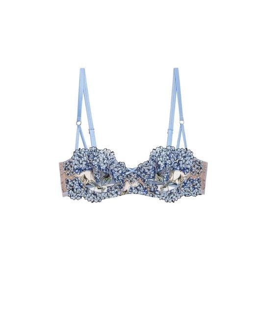 Fleur du Mal Blue Hydrangea Balconette Bra