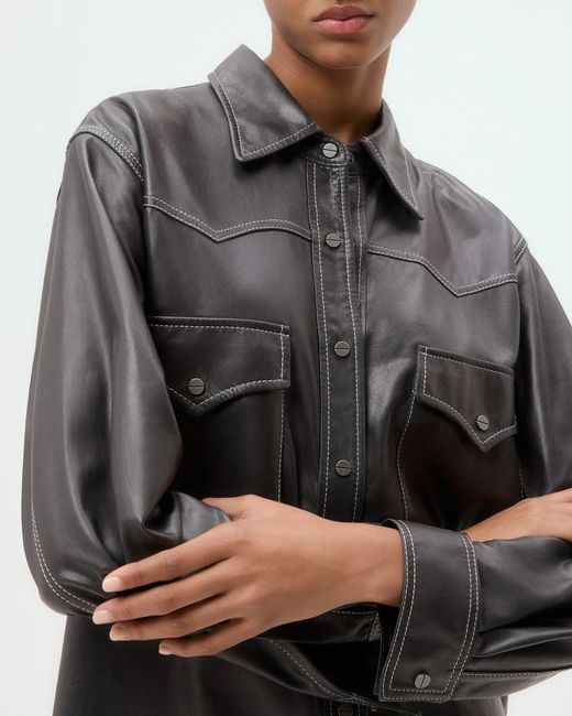 Twp Gray Leather Dutton Shirt