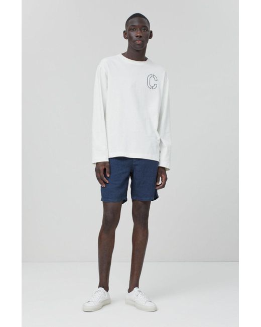 Closed Drawstring Linen Shorts in Black 