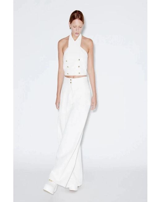 Rosetta Getty White Button Halter Top (Final Sale)