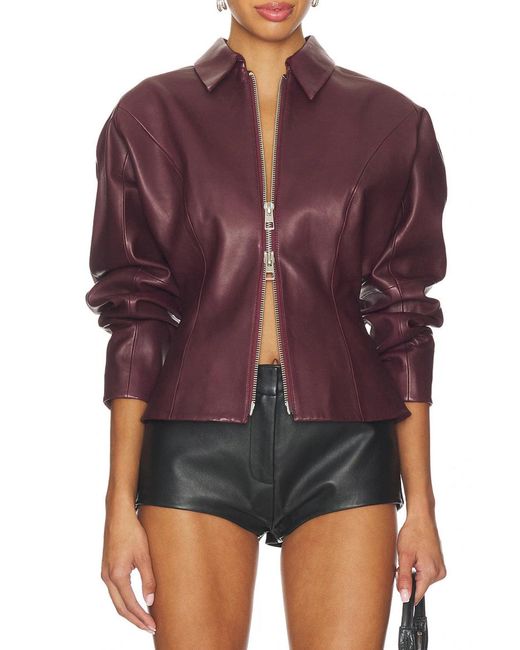 The Sei Purple Fitted Leather Jacket