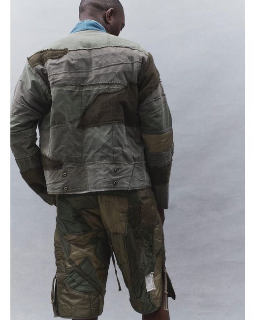 Scra Jacket Greg Lauren Mixed Army Scrap Cropped Jacket in Gray for Men | Lyst