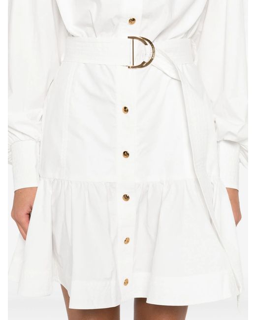 Zimmermann White Belted Button-Front Mini Dress