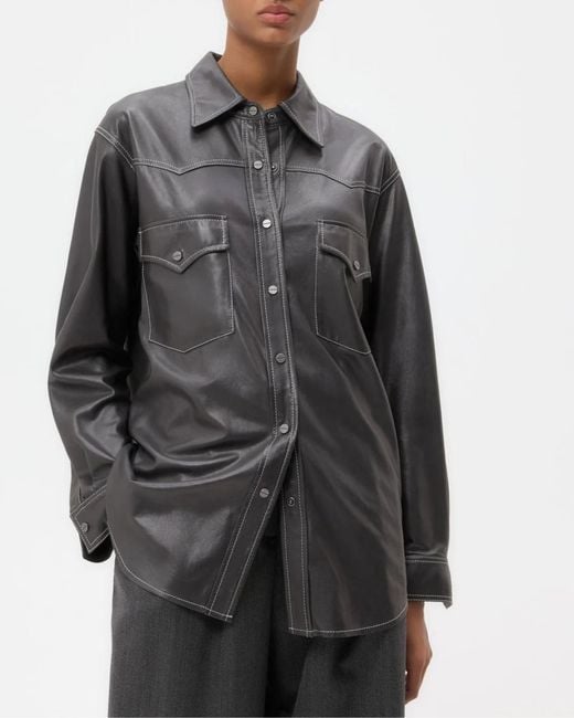 Twp Gray Leather Dutton Shirt