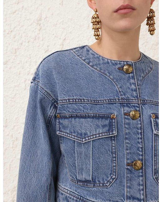 Zimmermann Blue Denim Cropped Jacket