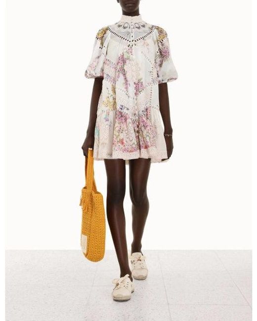 Zimmermann Lace Jude Spliced Trim Mini Dress in White Lyst