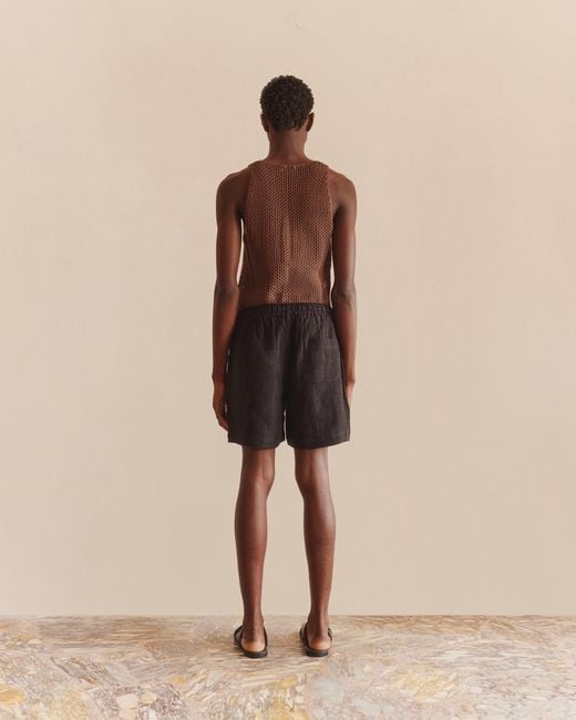 Commas Black Linen Lounge Shorts