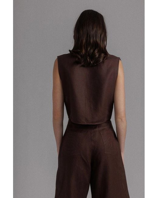SHANTALL Brown Irregular Assembles Crop Top