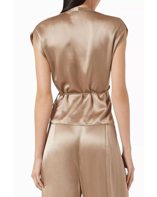 The Sei Natural Drop Sleeve Wrap Blouse
