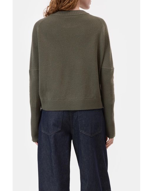 Closed Green Crew Neck Cropped