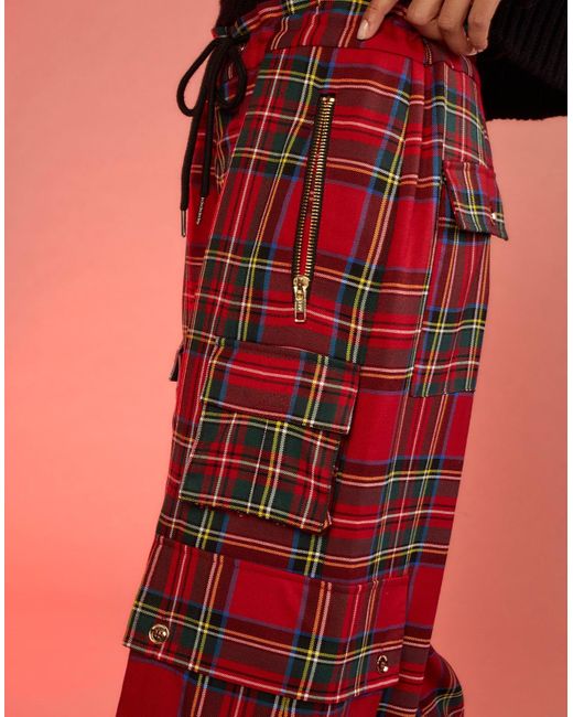 Cynthia Rowley Plaid Cargo Pants in Red Lyst