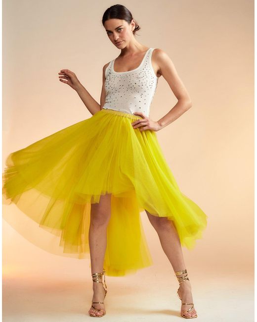 cynthia rowley Yellow High Low Tulle Skirt