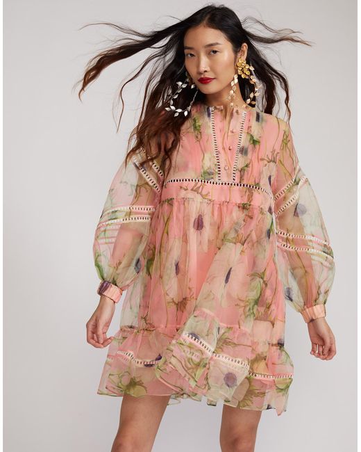 Cynthia Rowley Lace Poppy Organza Dress 