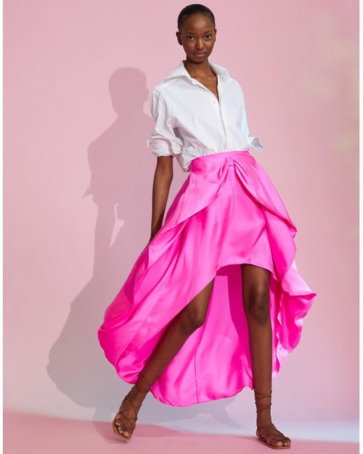 Cynthia Rowley Silk Bow Skirt in Pink | Lyst