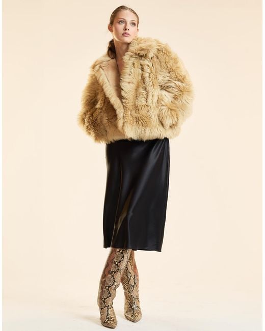 Cynthia Rowley Natural Shearling Cropped Jacket