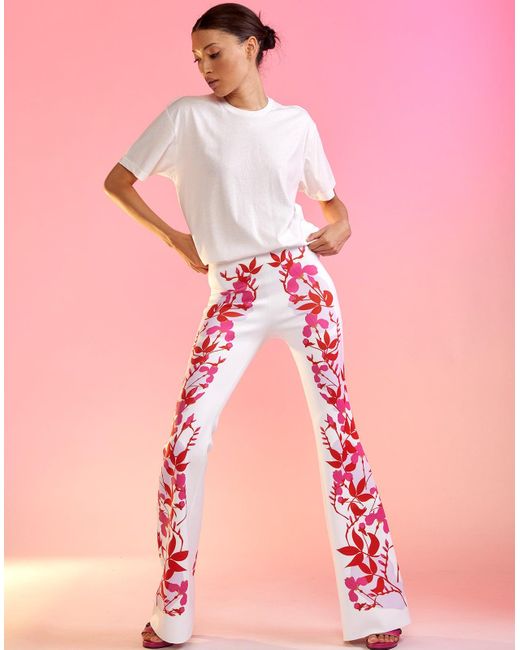 Cynthia Rowley Bonded Fit And Flare Pants in Pink | Lyst
