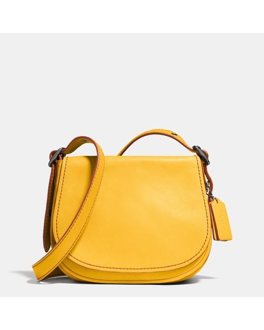 COACH Yellow Saddle Bag 23 In Glovetanned Leather