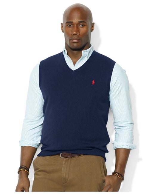 Polo Ralph Lauren Blue V-Neck Merino Wool Sweater Vest for men