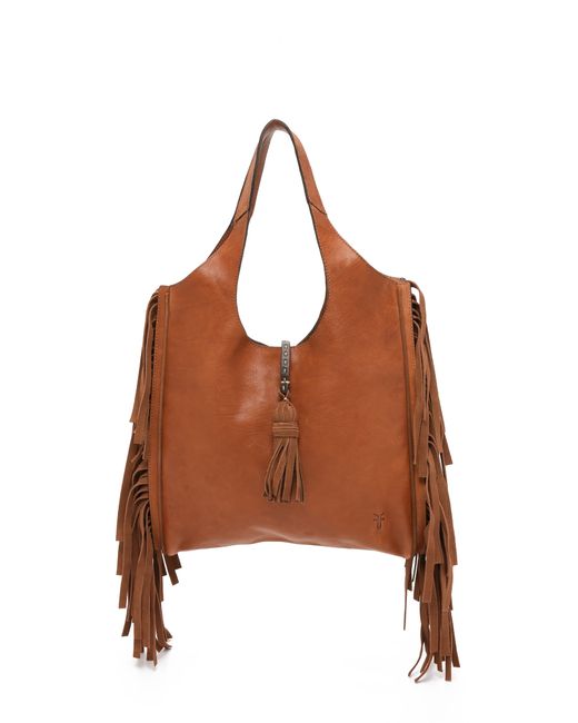 Frye Farrah Fringe Tote in Brown (Cognac) | Lyst