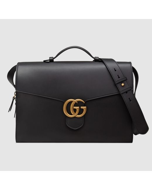 Gucci Black GG Marmont Leather Briefcase for men