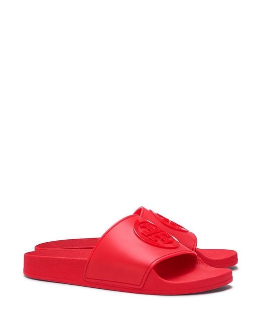 Tory Burch Red Logo Rubber Slides