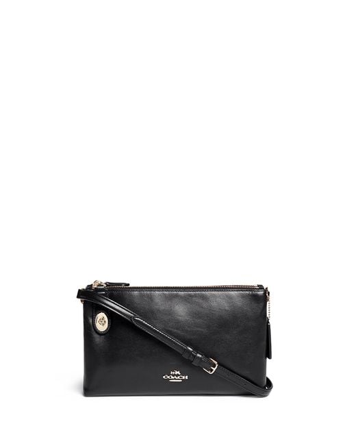 COACH crosby Double Zip Leather Crossbody Bag in Black Lyst