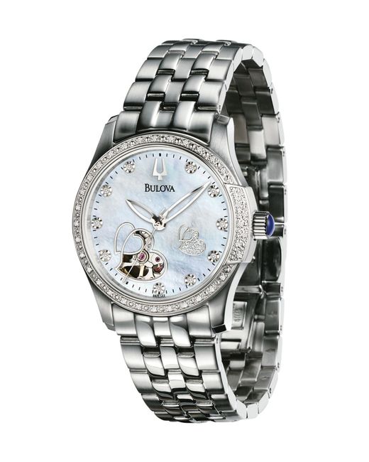 Bulova Gray Women'S Automatic Stainless Steel Bracelet Watch 34Mm 96R122