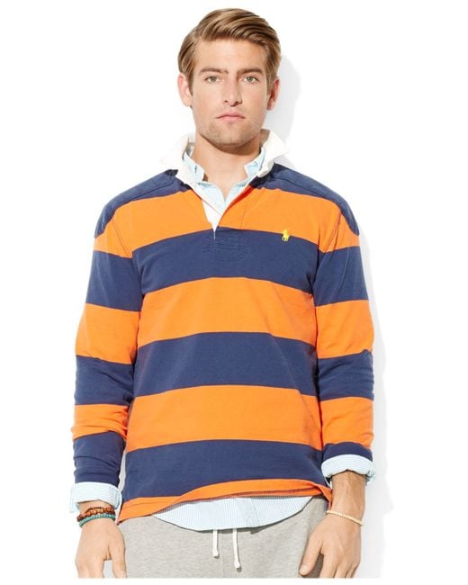 Polo Ralph Lauren Striped Rugby Shirt in Blue for Men | Lyst
