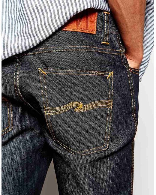 Nudie Jeans Slim Jim Straight Fit Dry Broken Twill in Blue for Men | Lyst