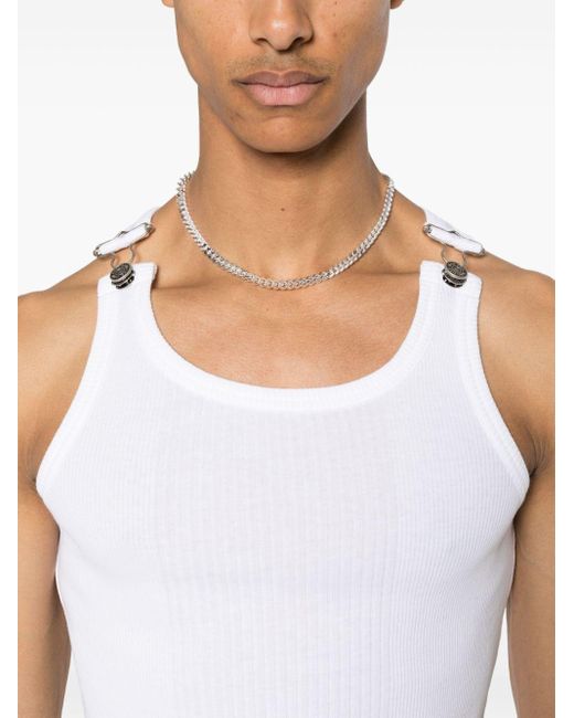 Jean Paul Gaultier White Ribbed Cotton Tank Top