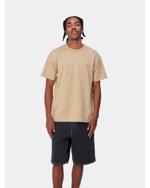 Carhartt Natural S/s Chase T-shirt Men Sand In Cotton
